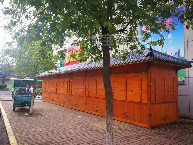 敦化实木仿古树脂瓦亭棚（新增）成街头一景